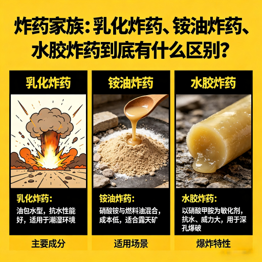 新昌炸药家族：乳化炸药、铵油炸药、水胶炸药到底有什么区别？
